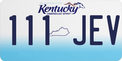 KY license plate 111JEV