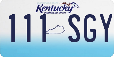 KY license plate 111SGY