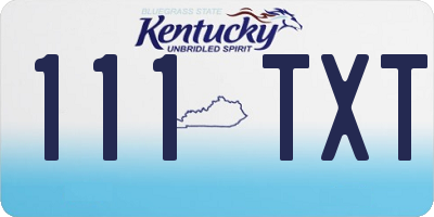 KY license plate 111TXT