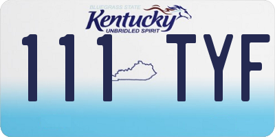 KY license plate 111TYF