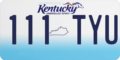 KY license plate 111TYU