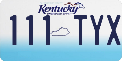 KY license plate 111TYX