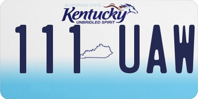 KY license plate 111UAW
