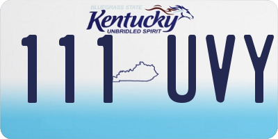 KY license plate 111UVY