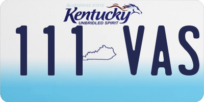 KY license plate 111VAS
