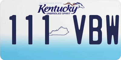 KY license plate 111VBW