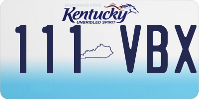 KY license plate 111VBX