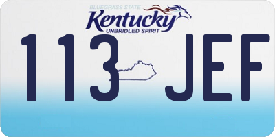 KY license plate 113JEF