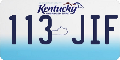 KY license plate 113JIF