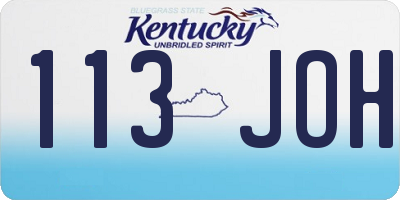 KY license plate 113JOH