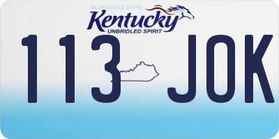 KY license plate 113JOK