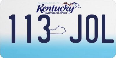 KY license plate 113JOL