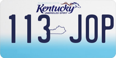 KY license plate 113JOP