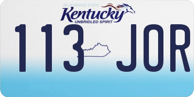 KY license plate 113JOR