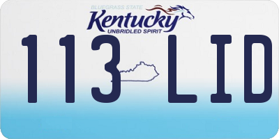 KY license plate 113LID