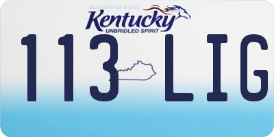 KY license plate 113LIG