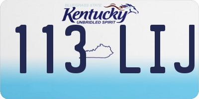 KY license plate 113LIJ