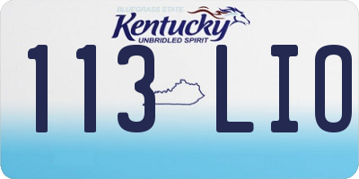 KY license plate 113LIO