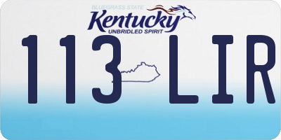 KY license plate 113LIR