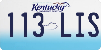 KY license plate 113LIS
