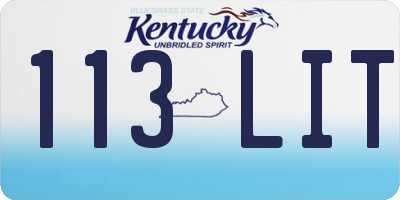 KY license plate 113LIT