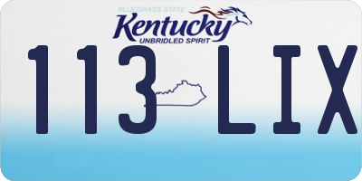 KY license plate 113LIX