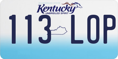 KY license plate 113LOP
