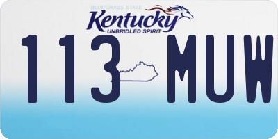 KY license plate 113MUW