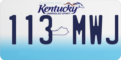 KY license plate 113MWJ