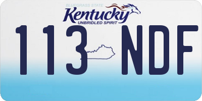 KY license plate 113NDF