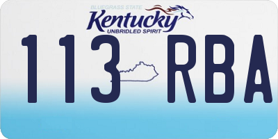KY license plate 113RBA