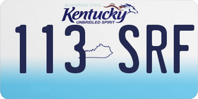 KY license plate 113SRF