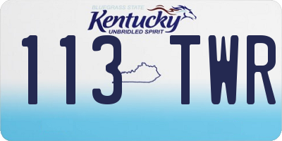 KY license plate 113TWR