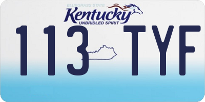 KY license plate 113TYF