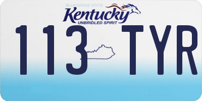 KY license plate 113TYR