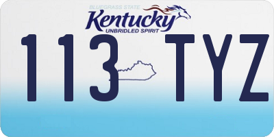 KY license plate 113TYZ