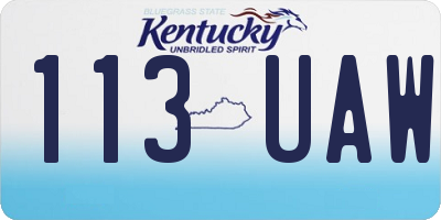 KY license plate 113UAW