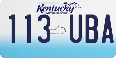 KY license plate 113UBA