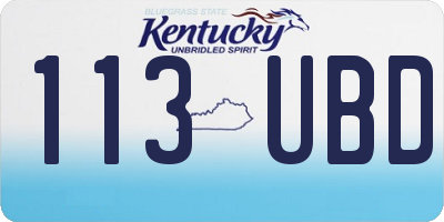 KY license plate 113UBD