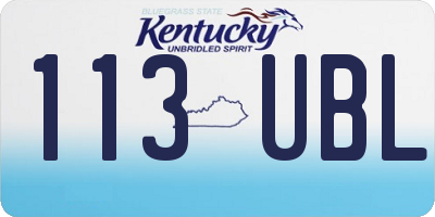 KY license plate 113UBL
