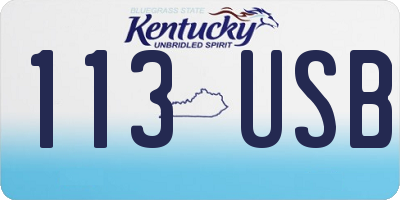 KY license plate 113USB