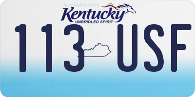KY license plate 113USF