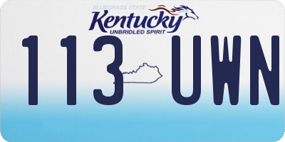 KY license plate 113UWN