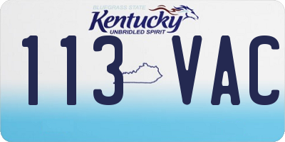 KY license plate 113VAC