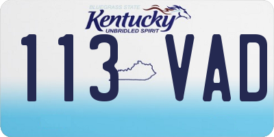 KY license plate 113VAD