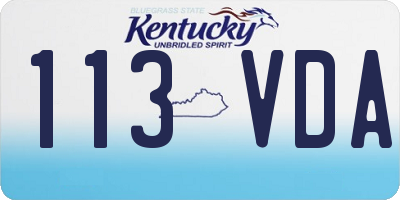 KY license plate 113VDA