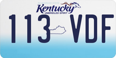KY license plate 113VDF