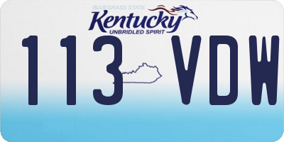 KY license plate 113VDW