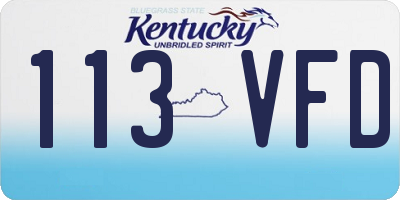 KY license plate 113VFD