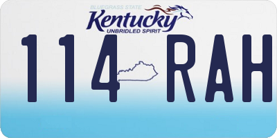 KY license plate 114RAH